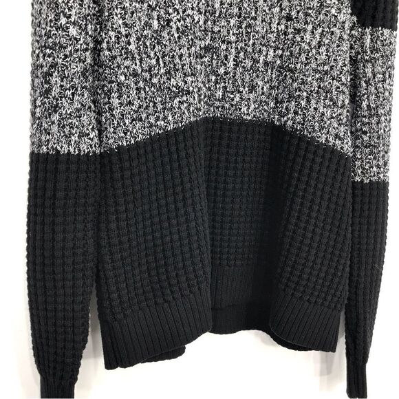 Gap Black Marled Colorblock Chunky Knit Pullover Collared Sweater - Picture 6 of 14